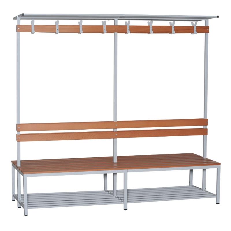 Banc Vestiaire double assise avec patères 200cm 